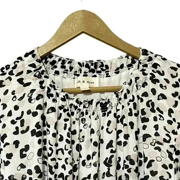 Cloth & Stone Dress Womens Small White Snow Leopard Boho Belted Knee Length NWOT - Picture 3 of 8